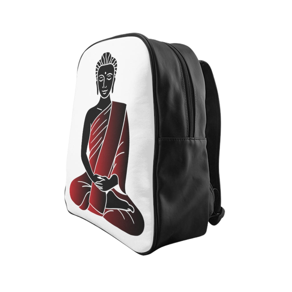 Red Buddha Printed School Backpack