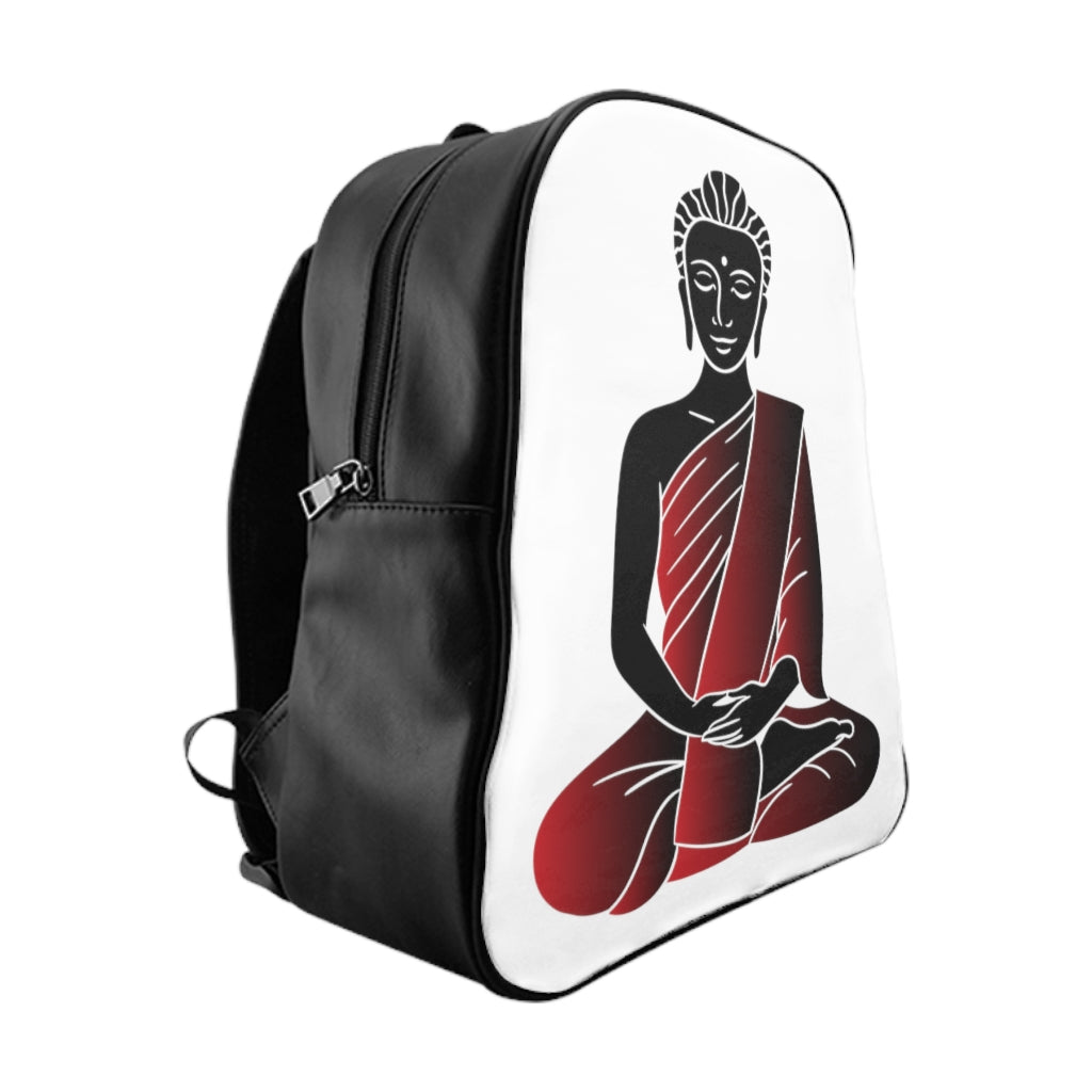 Red Buddha Printed School Backpack